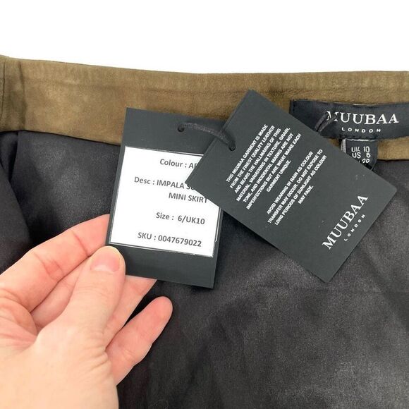 NEW Muubaa Impala Suede front‎ zip Mini Skirt Size  US 6 - Picture 7 of 8